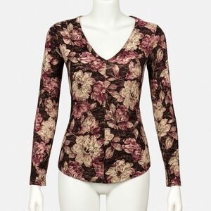 Cache Shirt Floral Mesh Long Sleeve Top Blouse Sheer Fairy Y2K Womens Large